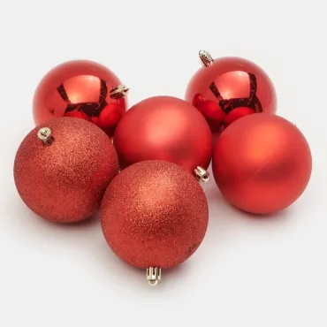 Червени коледни топки - 6 броя | jumbo-catalog.bg