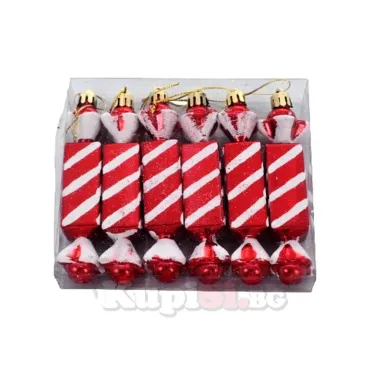 Коледни играчки за елха - бонбони 6 бр.| jumbo-catalog.bg