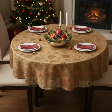 Златиста Коледна покривка – 4 размера | jumbo-catalog.bg