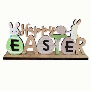 Дървена великденска украса “Happy Easter”