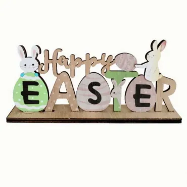 Дървена великденска украса “Happy Easter”