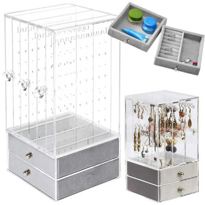 Прозрачен органайзер за бижута с велурени чекмеджета | jumbo-catalog.bg