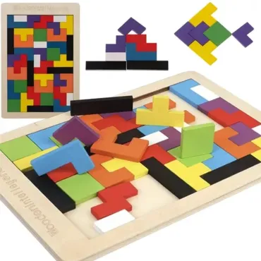 Дървен пъзел тетрис логическа игра за деца | jumbo-catalog.bg