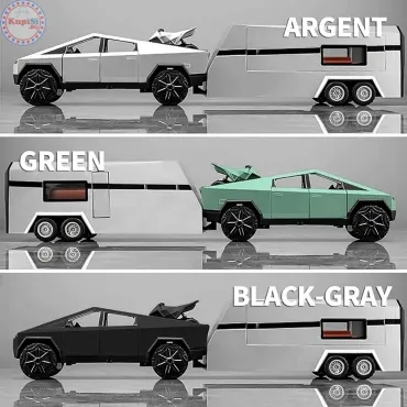 Комплект метална кола Tesla с каравана и АТВ
