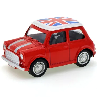 Метална играчка кола Mini Cooper с британски флаг