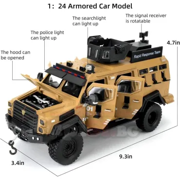 Военен джип 1:24 – метална бронирана кола | jumbo-catalog.bg
