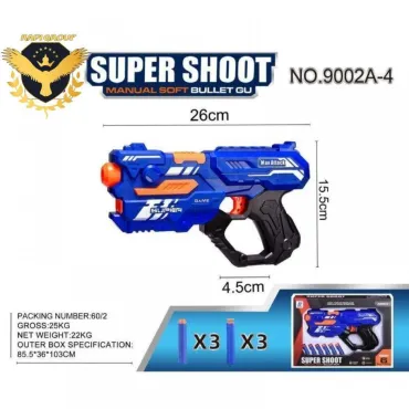 Пистолет с меки стрели SUPER SHOOT – безопасна игра със стрелба