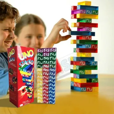 Семейна игра УНО КУЛА ОТ ПЛОЧКИ ''Uno Stacko'