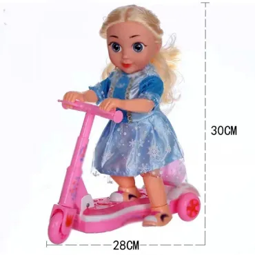 Музикална играчка кукла с тротинетка