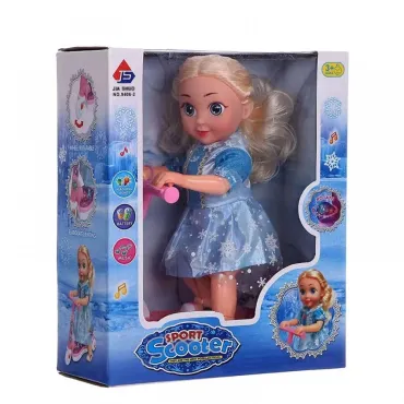 Музикална играчка кукла с тротинетка