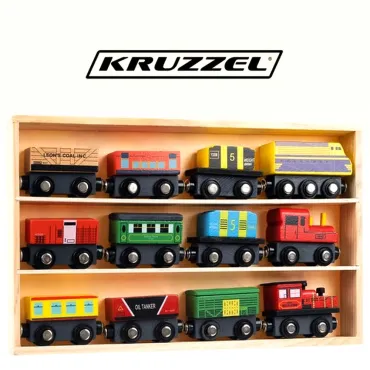 Дървено влакче Kruzzel с магнити - 12 части | jumbo-catalog.bg
