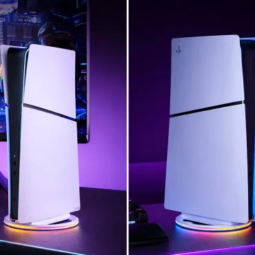 Вертикална стойка за PS5 Pro, Slim и PS5 с LED и USB | jumbo-catalog.bg