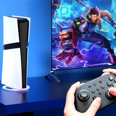 Вертикална стойка за PS5 Pro, Slim и PS5 с LED и USB | jumbo-catalog.bg