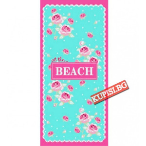 Плажна хавлия Beach 70х150 см (Синьо-розова) | jumbo-catalog.bg