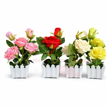 Изкуствени рози в кашпа - ограда | jumbo-catalog.bg