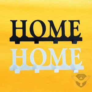 Елегантна стенна закачалка с надпис HOME – 4 куки