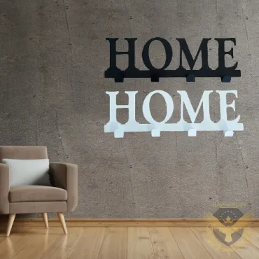 Елегантна стенна закачалка с надпис HOME – 4 куки