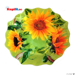 Чиния Слънчоглед – стъклена декорация | jumbo-catalog.bg