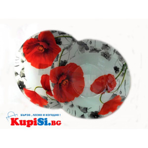 Стъклена купа с декор Мак – сервиране със стил | jumbo-catalog.bg