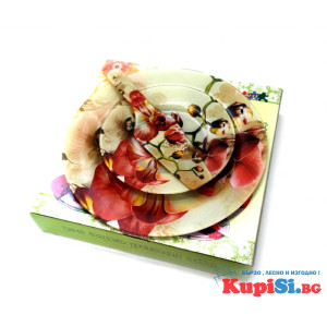 Сервиз за торта Орхидея – 8 части стъкло | jumbo-catalog.bg