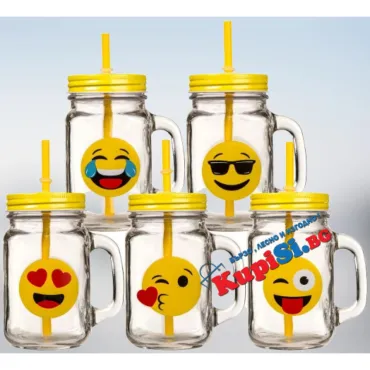 Екзотичен стъклен буркан със сламка | jumbo-catalog.bg