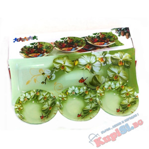 Плато с 3 купички Зелена орхидея | jumbo-catalog.bg