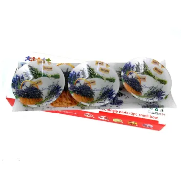 Плато с 3 купички Лавандула – стъклено | jumbo-catalog.bg