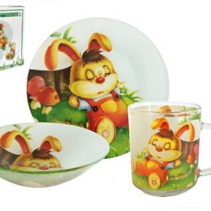 Детски стъклен сервиз за хранене – 3 части | jumbo-catalog.bg
