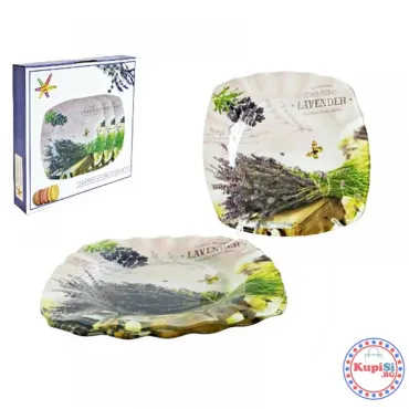 Стъклена десертна чиния с декор Лавандула | jumbo-catalog.bg