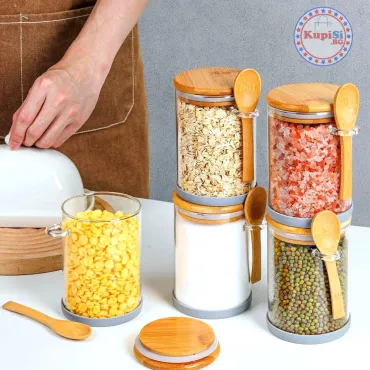 Комплект 6 бурканчета за подправки с лъжички с вакуум капак