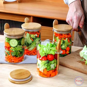 Комплект 6 бурканчета за подправки с лъжички с вакуум капак