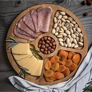 дървена дъска за мезета въртяща - 5 отделения | jumbo-catalog.bg