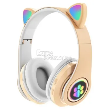 Забавни Bluetooth светещи слушалки с котешки уши