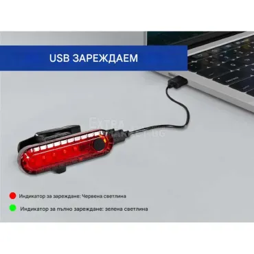 Ярък лед стоп за колело с няколко режима на работа и USB зареждане