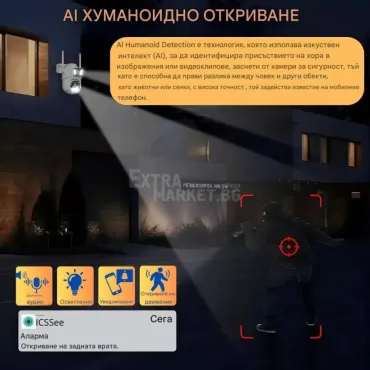 WI-FI Външна смарт камера с два обектива А33/6 мегапиксела за видео наблюдение