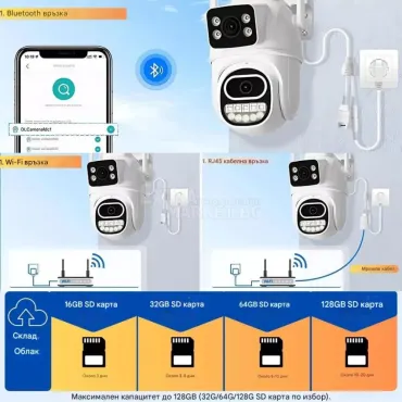 WI-FI Външна смарт камера с два обектива А33/6 мегапиксела за видео наблюдение