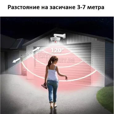 Външна LED лампа-фалшива камера със соларно зареждане и датчик за движение