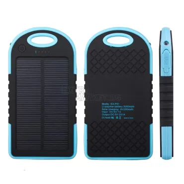 Соларна влаго-удароустойчива мобилна батерия 5000 mAh.