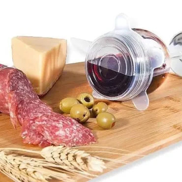 Силиконови вакуумни универсални капаци за храна и съдове - 6 броя