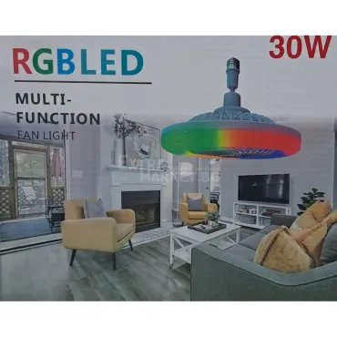 RGB LED лампа свети цветно и бяло в комбинация с вентилатор - таванен монтаж