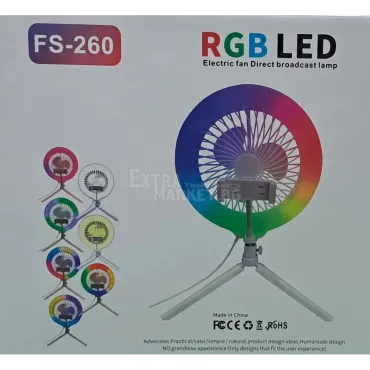 RGB LED лампа с вентилатор с трипод и стойка за телефон