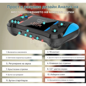 Ретро игрова конзола X7M с 500 вградени игри