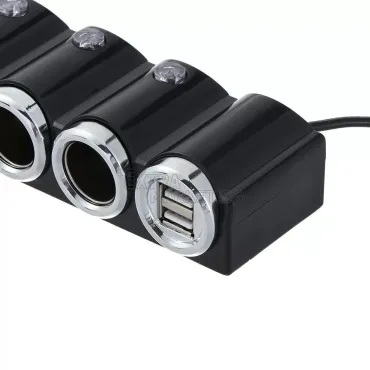 Разклонител-зарядно за запалка на автомобил или камион с 4 гнезда и USB