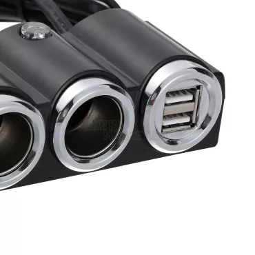 Разклонител-зарядно за запалка на автомобил или камион с 4 гнезда и USB