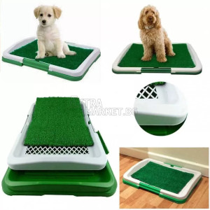 Puppy Potty Pad тоалетна за куче/котка с решетка и изкуствена трева