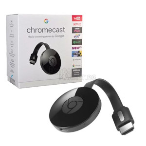Приемник Chromecast който предава картина от телефон към телевизор