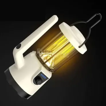 Преносима LED COB къмпинг лампа-фенер с кука и презареждаема батерия