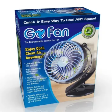 Портативен мощен вентилатор Go Fan със щипка въртящ се на 360 градуса
