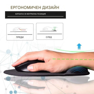 Подложка за компютърна мишка с опора за китката при продължителна работа без умора