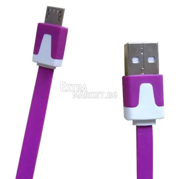 Плосък кабел за пренос на данни micro USB към USB 2.0